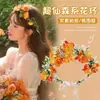 Diadema Corona de Flores Estilo Bosque Super Hada, Producto Terminado Estilo Hada con Flores Realistas, Adorno para la Cabeza que Mejora el Ambiente, Accesorio para Fotos, Accesorio Floral para el Cabello