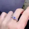 Anillo de Tanzanita Natural Plata 925 Incrustación Seiko Piedra Principal 4*5mm Tanzanita Natural Soporta Detección