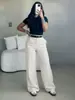 Calças casuais de perna larga plissadas de cintura alta transfronteiriças, tecido de terno fluido de caimento solto, calças elegantes de perna reta para o trabalho