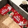 Alfombra de suelo de terciopelo de cristal navideña transfronteriza, juego de dos piezas para cocina, alfombra a prueba de polvo y suciedad, felpudo de fácil cuidado para la entrada