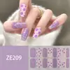 ZE16 refere-se a adesivos de unha estilo europeu e americano com grandes blocos de cor, estampas de leopardo, xadrez, estrelas, listras, e ornamentos para unhas.