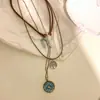 Collar Colgante de Pluma de Mandala Estilo Étnico Diseño de Nicho para Mujer Cadena de Clavícula Apilada Estilo Bohemio Retro