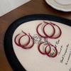 Brincos Ankora Círculo Vermelho Femininos Círculo Grande Retro Estilo Hong Kong Simples Elegantes Brincos de Tarraxa High-end
