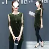 Camiseta base de terciopelo para mujer de manga larga, longitud media, para otoño, talla grande 100 kg, top de moda asimétrico versátil, negro
