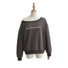 Sudadera de Estilo Americano con Hombro Caído y Perfil Holgado para Mujer, Otoño Nuevo, Vintage, con Letras, Jersey Casual con Sentido del Diseño, Top con Hombro Descubierto