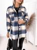 2021wish Amazon ebay outono e inverno manga longa abotoamento simples xadrez estampado gola casaco de tweed