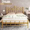 Cama de hierro forjado para uso doméstico, engrosada y reforzada, cama de princesa simple y moderna, cama doble de 1,8 m, cama de marco de hierro de lujo ligero individual de 1 m