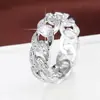 Fabricantes Europeus e Americanos Vendem Diretamente Anéis Estilo Corrente Cravejados com Zircônia com Acabamento de Luxo, Anéis Femininos Tendência Estilo Ins em Cobre Puro, Exclusivamente para Vendas Transfronteiriças
