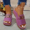 Comercio Exterior Transfronterizo Cuña Suela Gruesa Chanclas Mujer Nuevo Estilo Transfronterizo Talla Grande Casual Moda Simple Hebilla Metálica Boca de Pez Sandalias