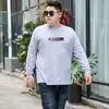 Camiseta de Manga Longa Estilo Novo 2026 para Homens, Tamanho Grande, Base 100% Algodão, Extra Grande, Gola Redonda, Caimento Solto, Roupa de Outono, Atacado
