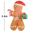 Decoración Inflable Navideña de 2.4m Hombre de Jengibre Iluminado Modelo Inflable para Decoración de Jardín Exterior