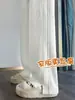 Pantalones con raja 2026 otoño e invierno nuevo estilo pantalones de pierna ancha, pantalones casuales, holgados y versátiles, adecuados para ir al trabajo, disimulan la forma del cuerpo, con forro polar, alargan las piernas