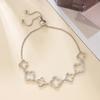 Pulsera de Trébol de Cuatro Hojas de Moda Súper Brillante Micro Zircón Pulsera de Tirar para Mujer Temperamento Corea del Sur Pulsera de Cristal Pulsera Ajustable