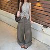 Conjunto de Moda de Verano 2026 para Mujer: Top de Tirantes Rayado de Moda con Nudo Retorcido y Pantalones Casuales de Pierna Ancha