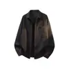 Camisa Masculina de Manga Longa Estilo Old Money Espessa de Linho Imitação Tencel Lyocell para Primavera e Outono Camisa Vintage Plus Size com Gola de Lapela