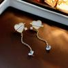 Pendientes de Borla con Forma de Corazón de Concha de Imitación de Circonita Dulce, Chapados en Oro, de Moda, de Gama Alta, Elegantes, Pendientes de Nicho para Mujer