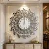 Relógio de Parede Artístico de Ferro e Cristal Estilo Europeu Atacado, Design Artístico de Luxo Leve, Relógio Silencioso para Decoração de Hotel e Pousada