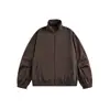 Chaqueta cortavientos ligera de color gris claro Cleanfit con cuello alto, color liso, corte holgado con hombros caídos y dobladillo elástico, prenda de abrigo casual