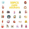 50 Pegatinas Decorativas Pequeñas con Temática Navideña, Dibujos Animados, Graffiti, Papá Noel, Reno, Venta Caliente Transfronteriza