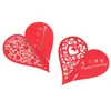 Tarjeta de Vidrio para Vino con Corazón de Amor Grabado Láser para Montaje de Escena, Tarjeta de Lugar con Forma de Corazón de Feliz Cumpleaños, Tarjeta de Mesa Hueca Personalizable