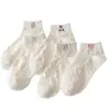 Meias Femininas Cartoon para Primavera e Verão, Meias Curtas Casuais, Meias Esportivas Antiodor para Mulheres, Meias de Tornozelo Fofas Estilo Japonês para Meninas