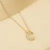 Sob a Figueira Banyan Prata Esterlina S925 Estilo Japonês Colar Lua Cheia Cheio de Diamantes para Mulheres Banhado a Ouro 14K Luxo Leve Exquisite Acessórios de Colar Ins