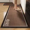 Novos tapetes de piso para cozinha estilo chinês: tapetes de piso de terra de diatomáceas simples, absorventes, de secagem rápida, resistentes a óleo, design de tira longa, antiderrapantes, resistentes a manchas e duráveis