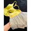 Pijama Amarillo Estilo Coreano Inspirado en Ins Design con Copas en el Pecho para Mujer, Nuevo Modelo Verano 2026, Conjunto de Ropa de Casa con Camisola y Pantalones Largos
