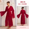 Camisola de Renda com Tela Amazon Verão Longa com Cadarço Mangas Sino Feminina Transparente Fonte de Comércio Exterior 1228