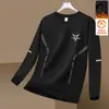 Camiseta de Manga Longa Masculina Outono e Inverno Ins Marca Tendência Solta Veludo Espessada Casual Camiseta Básica Estudantes Jovens Gola Redonda Moletom