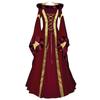Vestido Largo Medieval cosplay Victoriano Vintage con Capucha Manga Campana Traje para Actuación
