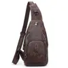 Bolso de Pecho Deportivo Retro de Cuero Genuino, Bolso Cruzado Diario Casual Portátil de Cuero Crazy Horse, Mochila Pequeña de Viaje, Colección de Bolsos de Pecho