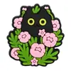 Encantos para Sapato Crocs de Gato Preto Pequeno em Vaso de Planta Verde Fofa Fivelas de Sapato de Borracha Macia Adoráveis Acessórios DIY para Sapatos de Jardim Atacado