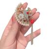 Novo Estilo 2026 Presilha de Cabelo com Franjas em Formato de Leque Vintage, Presilha Elegante Retro para Meio Preso com Flores de Pérola, Tamanho Pequeno