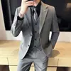Soporte para Dropshipping para Traje de Hombre Delgado de Dos Botones para Douyin Traje de Vestir de Tres Piezas Casual de Negocios