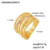 Anillo Cruzado de Acero Inoxidable Chapado en Oro de 18 Quilates, Trenzado Multicapa, Incrustado de Diamantes, Hueco, Best-Seller Transfronterizo Europeo y Americano, Anillo Personalizado