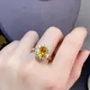 Anillo de topacio de la fortuna natural especificaciones de piedra desnuda clásica 8 * 10 mm plata de ley s925 chapado en oro de 18k incrustación