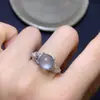 Anillo de Piedra de Uva Natural, Fluorescente Tipo Hielo, Limpio como el Cristal, Incrustado de Precisión en Plata 925, Piedra Principal 9mm