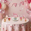 Banner de fiesta temática romántica transfronteriza para niñas, banner de cumpleaños de oso Cupido, decoraciones para topper de pastel
