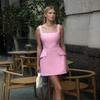 Zx24365 Outono 2024 Nova Saia Curta Justa ao Corpo, Estilo Pequeno Perfume, Elegante Vestido de Alça Ajustável Slim Fit com Decote Quadrado