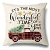 Juego de Fundas de Almohada Transfronterizas para Navidad Europea y Americana, Funda para Cojín de Sofá de Sala de Estar, Funda para Almohada de Cintura con Reno Papá Noel Árbol, Suministro de Fábrica