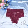 Calcinhas de renda transfronteiriças para mulheres, estilo europeu e americano sexy com tiras cruzadas de cintura alta, tamanho plus size, cobertura semi, vazadas, respiráveis