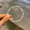Pulseira Aberta Elegante Simples Retro Prateada com Bambu Fosco para Mulheres