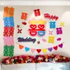 Habitación de Recién Casados Sala de Estar TV Fondo de Pared con Palabra Feliz Decoración Boda Completa para Hombres y Mujeres Decoración con Atmósfera Dopamina