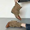 Botines Martin con empalme, aumento de altura interno y efecto adelgazante, botines western, nuevos botines cortos de punta fina con lazo vintage de otoño 2026 para mujer