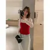 Eu SINTO FALTA2025 Primavera Novo Estilo Coreano Slim-fit Emagrecedor Tricô Camisola Feminina Curta Base Empilhada Top