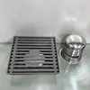 Desagüe de piso de acero inoxidable 201 estilo bambú para ducha de baño, drenaje de alto flujo, anti-atascos, forma cuadrada negra, a prueba de olores