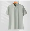Camisa Polo Masculina de Verão com Meio Zíper, Manga Curta, Adesivo Sem Costura, Nova Moda, Tendência, Gola, Cor Sólida, Top
