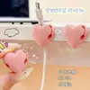Organizador de cable de carga en forma de corazón rosa, organizador de cables 3D portátil, lindo y femenino