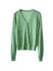Cardigan de Punto de Color Sólido con Cuello en V, Manga Larga, Holgado, Corto, para Mujer, 512